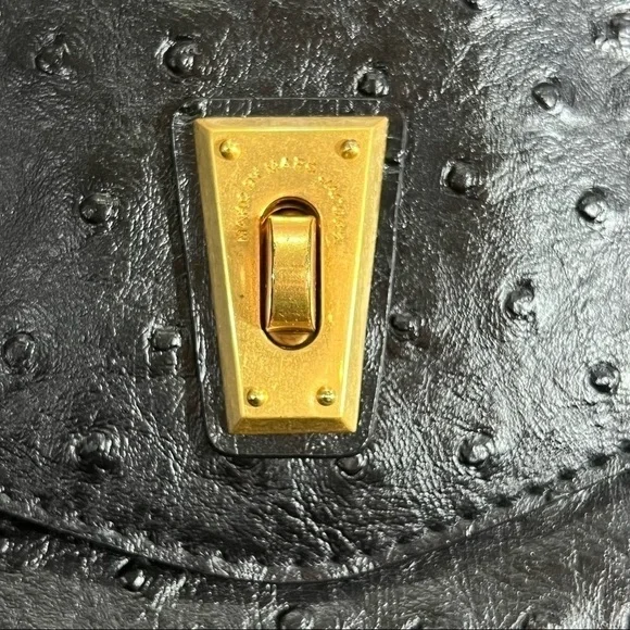 MARC By MARC JACOBS Ostrich Ozzie Aurora Satchel Tote Black EUC - Picture 5 of 13